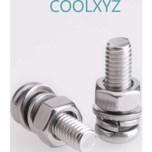 M5m6m8m10 stainless steel 304 round head cross screw nut gasket set large spring washer combination 5Pcs