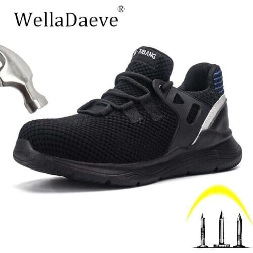 Mens Autumn Winter Steel Toe Safety Shoes Breathable Outdoor Protective Anti Smashing Work Boots Puncture Proof Sneaker For Men