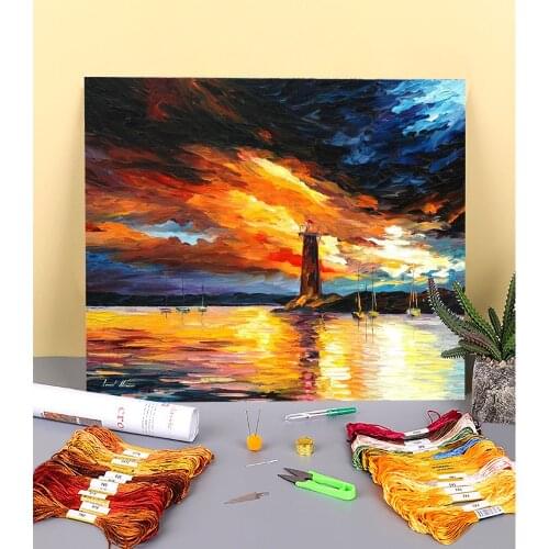 Before A Storm Printed Fabric 11CT Cross Stitch Embroidery Full Kit DMC Threads Handicraft Knitting Sewing Different