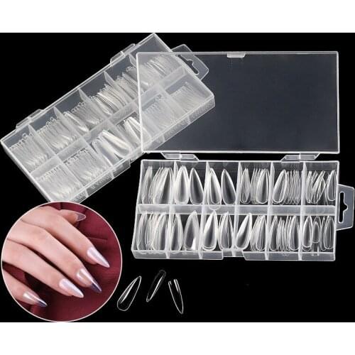 6 Styles 120pcs False Nails Tips Acrylic Ballerina Artificial Tips Transparent/Clear Capsule Press on Nails Full Cover Fake Nail