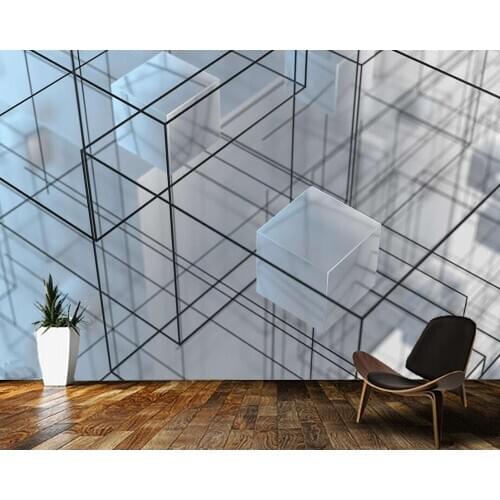 Papel de parede Square line technology abstract geometric 3d wallpaper mural,living room tv bedroom wall papers home decoration