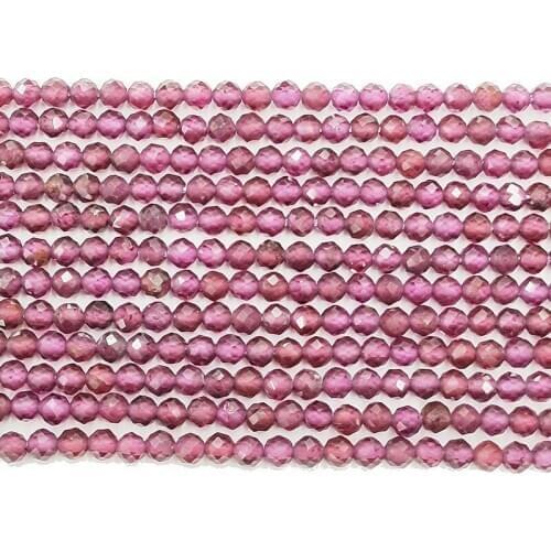 Natural Stone Garnet Faceted Loose Beads 2-6m High Quality Purple Teeth Black Round Beads DIY Bracelet Necklace Earrings Jewelry