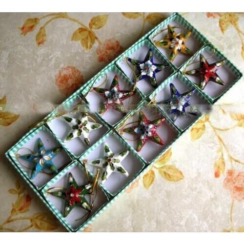 NEW10PCS CHINESE HANDMADE Cloisonne ENAMAL star Christmas Ornaments