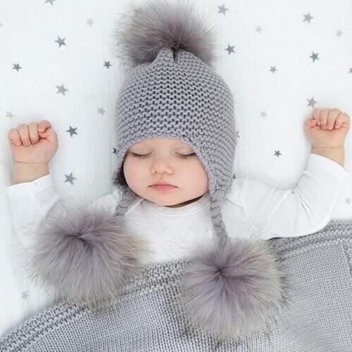 2020new spanish Winter Tide Wool Cap Childrens Hat Children Knitting Cap baby fashion sweet fur hat newborn photography props
