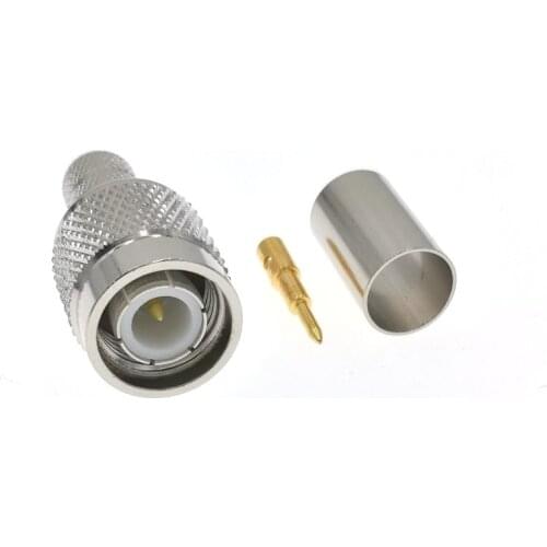 TNC Crimp Male Plug Straight Connector For RG5 RG6 5D-FB LMR300 Coax Cable RF Connector