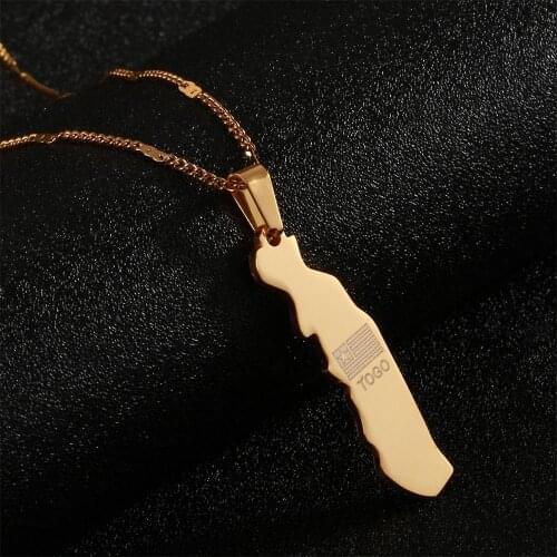 Stainless Steel Map of Togolaise Pendant Necklaces Map Togo Map Chain Jewelry