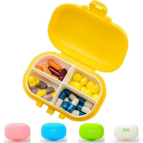 Macaron 4 Grid Portable Candy Pill Case Dispenser Medicine Plastic Jewelry Box Container For Tablet Drugs Pill Storage Organizer