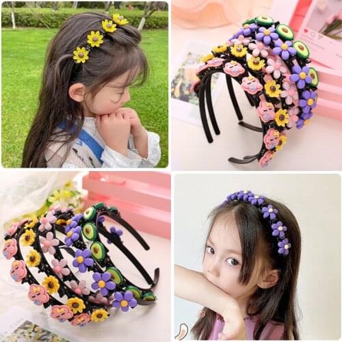 Flower Double Layer Hair Clip Hairbands Fashion Cute Plastic Braided Headband New Knitting Women Girls Headwear Hair Accessories