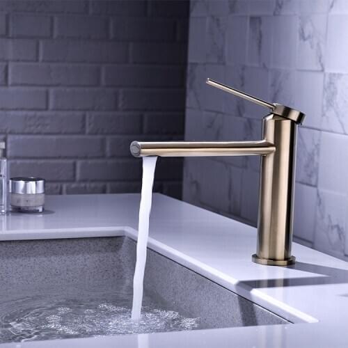 Simplicity black brass bathroom sink faucet cold hot basin tap high quality copper bathroom faucet Brushed gold/Gun gray/Black