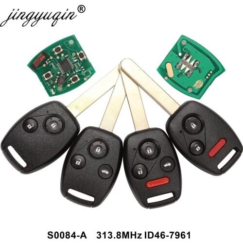 Jingyuqin Remote Key for S0084-A 313.8MHz for Honda CIVIC STREAM with ID46 (7961) Chip Car Alarm Control