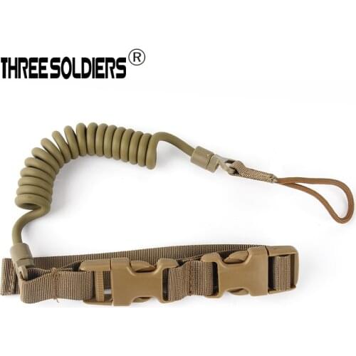 THREE SOLDIERS adjustable gun Sling Telescopic Tactical Pistol Hand Gun Secure Lanyard Spring Sling with Magic Tape Belt
