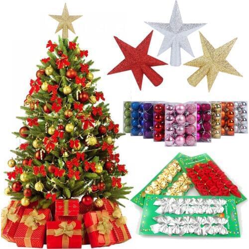 Christmas tree decoration merry christmas decorations for home bows christmas ball navidad noel tree topper pendant ornament