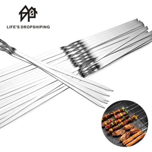 35cm skewers Reusable metal long Needle stainless steel BBQ brochette barbecue sticks grilling bbq tools easy kebab maker