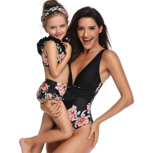 New Parent-Child One-Piece Swimsuit Womens Style Mother And Daughter Red Printed Swimwear Female Swimsuit SW517