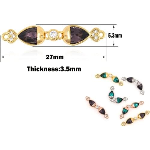 Water Drop Kissing Fish Connector,Heart-Shaped Bracelet,Fish Charm,Micro-Pavé CZ Crystal Pendant,DIY Jewelry Making Accessories