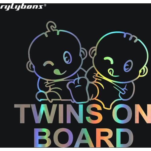 Rylybons Car-styling Stickers TWINS ON BOARD Car Stickers Motorcycle Car Accessories Full Body Car Sticker 15.2*13.7CM