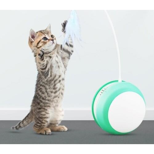 Smart Cat Toys Pet Ball Feather Toy With LED Sound Feather Toy Auto-rotating Funny Ball toys USB Charging