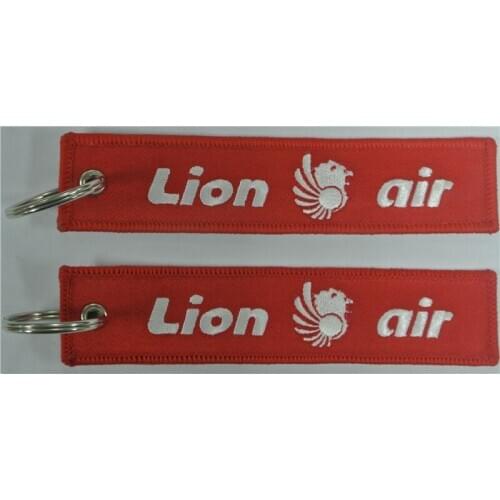 Lion Air Embroidered Keychain with Customized Embroidered Logo, Accept Any Color and Size