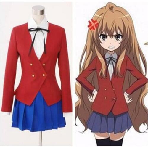 Japan Anime Dragon X Tiger Toradora Aisaka Taiga Cosplay School Uniform Costume Large Size Kawaii Uniform Set