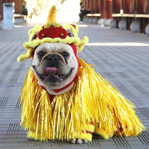 Halloween Funny Pet Dog Cosplay Clothes New Years Pet Chinese Costume Dragon Dance Lion Dog Party Lion Dance Lucky Cat Clothes