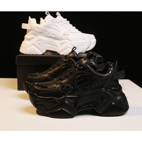2021 White Woman High Platform Sneakers for Women Casual Lace Up Chunky Summer Shoes Ladies Light Vulcanized shoes