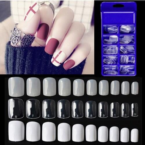100pcs/box Short False Nails Tips Square Shape Artificial Nails Finger Full Cover Fake Nail Tips Manicure Art Faux Ongles Nails