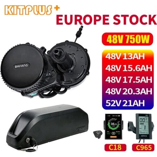48V 750W Bafang BBS02B Mid Drive Motor Electric Bike Conversion Kit with Lithium Battery 48V 13AH/17.5Ah Bicycle Battery