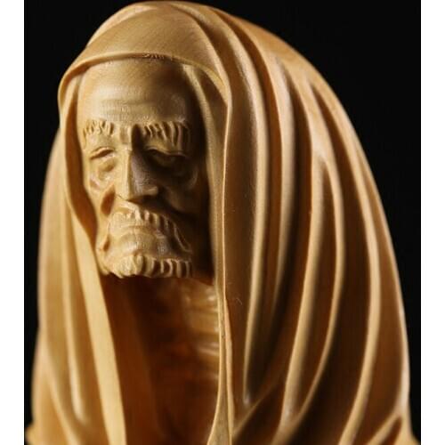 5.5/7CM Dharma Sitting Zen Boxwood Carving Tea Pet Ornaments Hand Piece Zen Carving Craft Statue Festival Gift