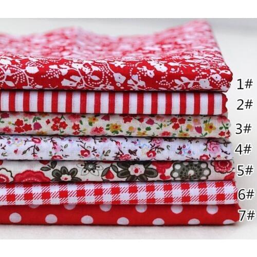 7pcs Red 25X25cm 100% Fabric Cotton Quilting Fabric for DIY Sewing Quilt Patchwork Kids Bedding Doll Bags Cloth Fabric Textile