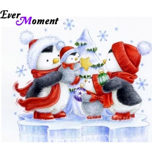 Ever Moment Diamond Painting Penguin Snowman Christmas 5D DIY Wall Decor Full Square Drill Rhinestone Diamond Embroidery ASF1978