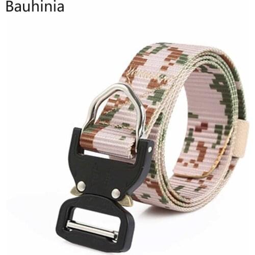 Bauhinia 125cm Mens Belt Outdoor Hunting Tactical Belt Multi-Function Alloy Buckle Marine Corps Canvas Belt
