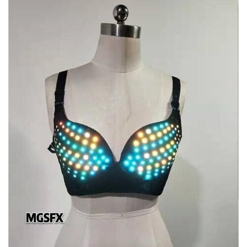 Color change LED Light up bra led lingerie Luminous neon bra for stage performance nightclub dance show