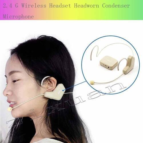 2.4 G Wireless Headset Headworn Condenser Microphone Teachers Guide Coach With Multi-function Amplifier Beige Transmitter Sets