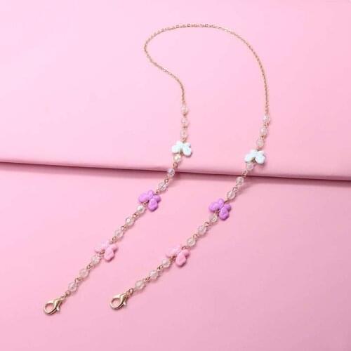 Acrylic Butterfly Sunglasses Chains Mask Chain Necklaces For Women Girls Heart Pearl Charm Sunglasses Lanyards Fashion Jewelry