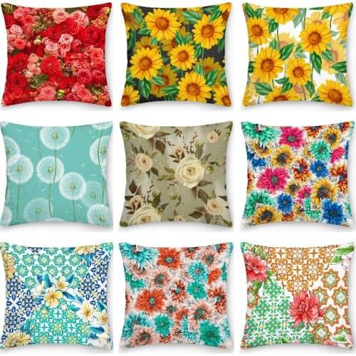 Floral Dandelion Pillow case Decorative Sofa Cushion Case Bed Pillow Cover Home Decor Car Cushion Cover Sunflower Pillow Case