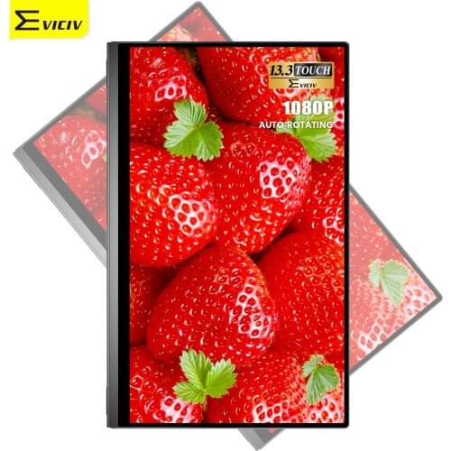 Eviciv 13.3" Touchscreen Portable Monitor 10-Point Touch Gravity Sensor 1920*1080 Full HD Automatic Rotate Landscape Mode For PC