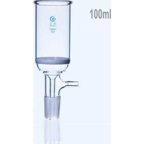 1PC 100ml Sand core filter funnel with small nozzles,Standard frosted mouth joint No.19 Laboratory glass filter ware