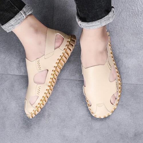 Homme footwear 39 white homens geta size dress hombre masculina summer outdoor shoes genuine comfort slip casual luxury on mens