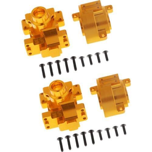 MagiDeal 2Pcs 102075 (02051) Gear Box Golden Aluminum Alloy Upgrade Parts for HSP 94111 1/10 RC Buggy Truck