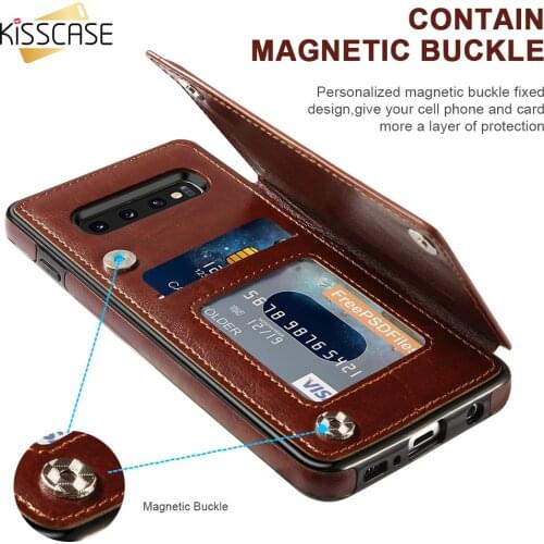 KISSCASE Leather Wallet Case For Samsung A50 Case Card Slot Holder Cover For Samsung S10 Plus S8 9 7 Note 10 Plus A40 A70 Coque