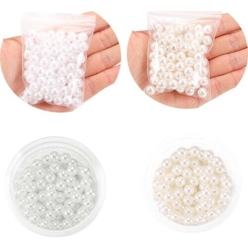 Round Shape With Hole White ABS Imitation Pearls Beads For DIY Necklace Earrings Jewelry Findings Supplies Loose Beads