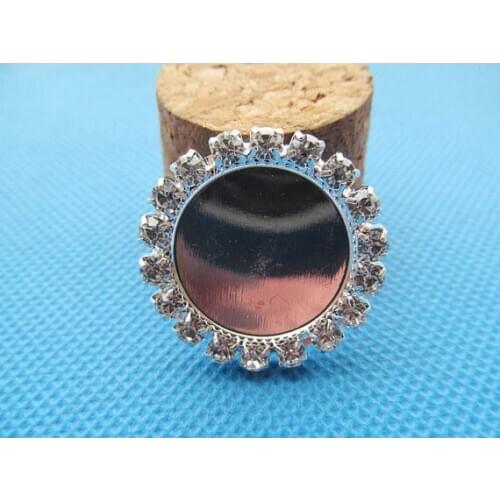 50pcs White Rhinestone Flatback Round Copper Pendant Charm Finding,Base Setting Tray Bezel,fit 20mm Cabochon Picture Cameo