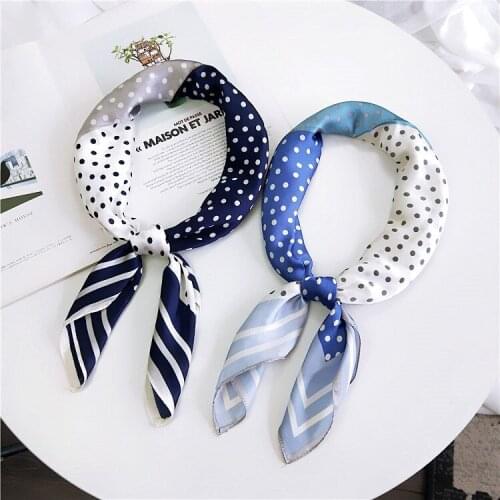 Color Block Polka Dot 70 Square Scarf Small Scarf Women Spring, Autumn and Summer All-Matching Work Professional Scarf