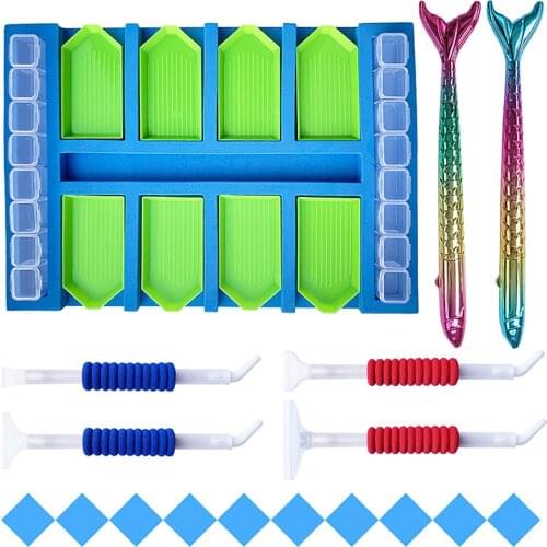 Diamond Painting Tray Organizer Diamond Art Accessories Kit Multi-Boat Holder DIY Craft Point Drill Pen Storage Box for Adults
