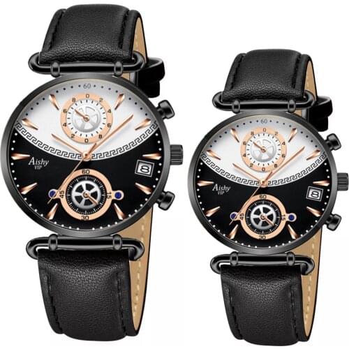 Top brand Aishy Couple Watches Leather Strap Lovers fashion Watches Simple Watch Gifts for Men Women Pair watch