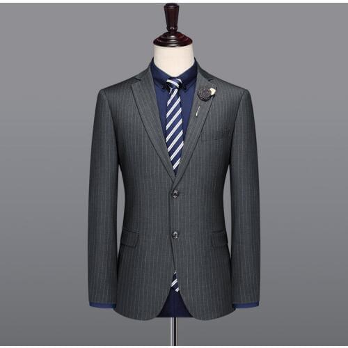 Men suit blazer 1 pc grey striped slim fit men suits blazers for wedding formal man groom business mans blazer plus size 58 56