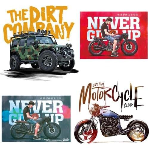 Motorcycle cars stripe iron on Transfers for Clothes Patch Iron on transfers Stickers Patches On Clothes Boy T Shirt style