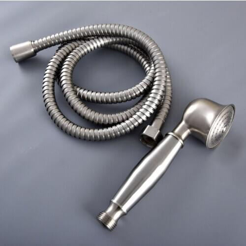 Brushed Nickel Brass Hand Held Shower Head 1.5M Hose Set Water Saving Bathroom Handheld Sprayer ahh137