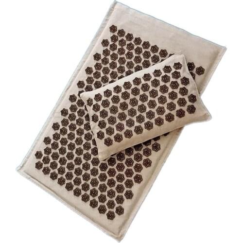 Nature Linen Coconut palm Massage Yoga mat sport pillow mat with bag Lotus Spike Acupressure Mat Cushion