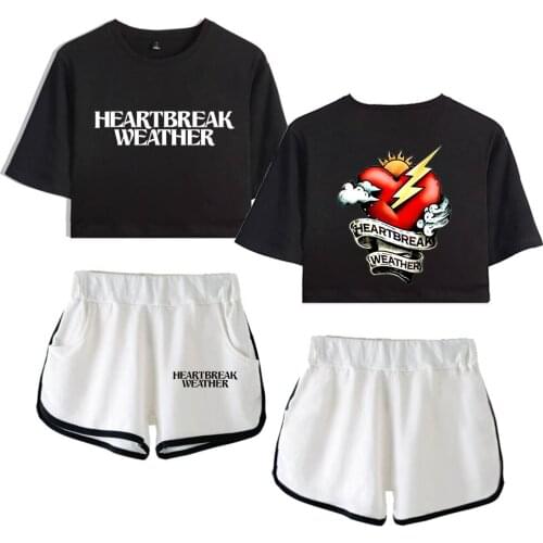 Fashion Luxury Novelty Niall Horan Dew navel Sport Girls Short Sleeve tracksuit Girls Sexy Two Pieces sets T-shirts shorts Pants